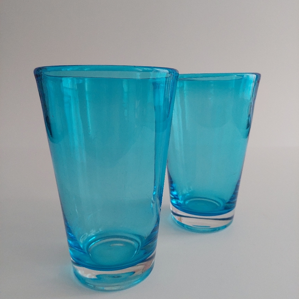 Aqua Blue 16oz Pint Glasses Set of 2 Turquoise Beer Glasses